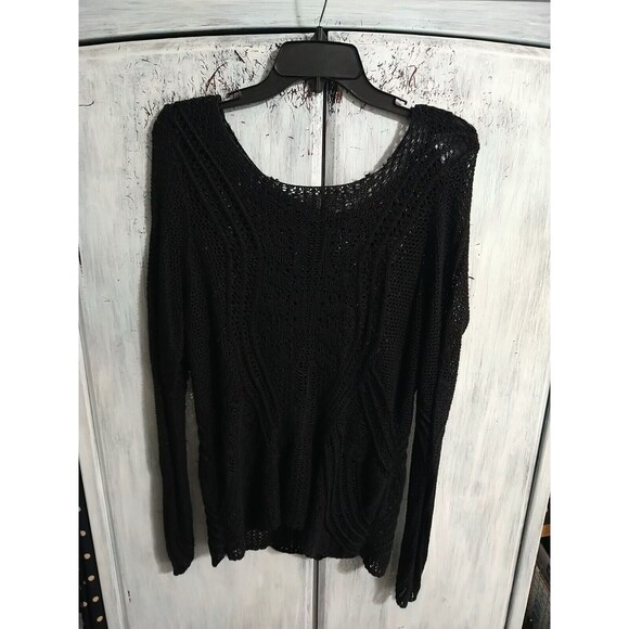 Lauren Ralph Lauren Netted Long Sleeve Sweater Xl Black - Picture 1 of 9